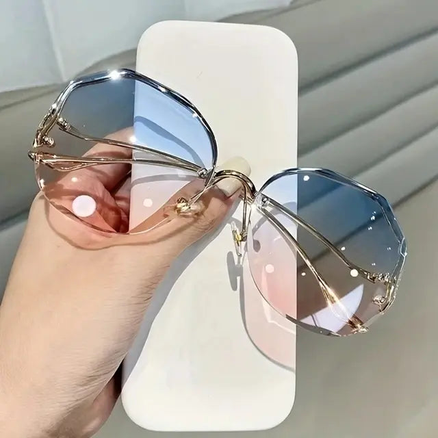 Women's Rimless Sunglasses Polygon Fashion Popular Women Men Shades