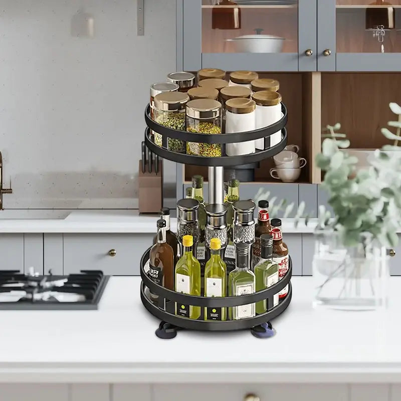 Rotating Spice Rack Organizer Tray