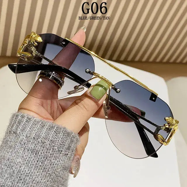 Women Trendy Luxury Fashion Rimless Designer Sunglasses