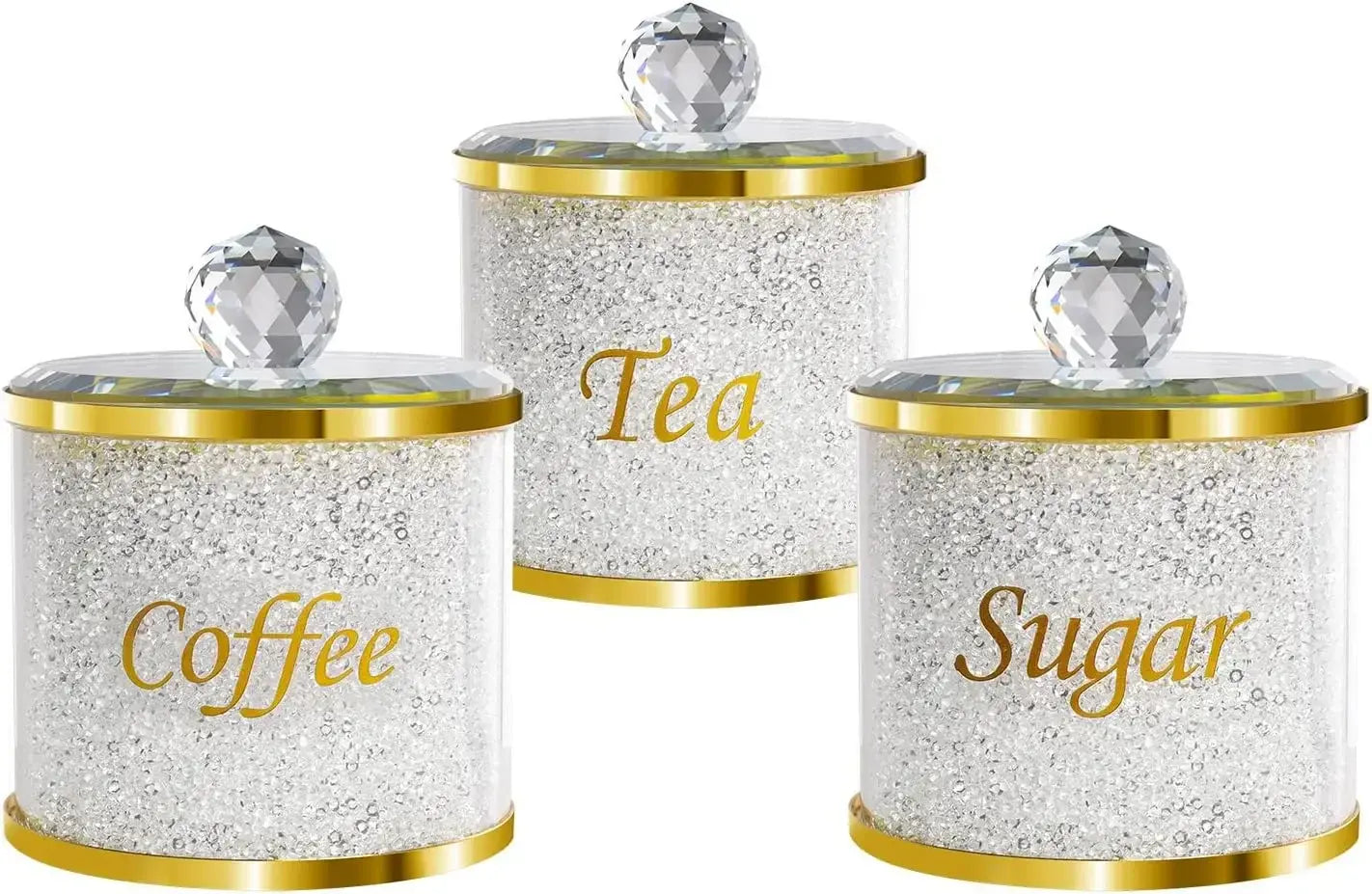 Crushed Diamonds Sparkle Glass Canister Storage Jar Set