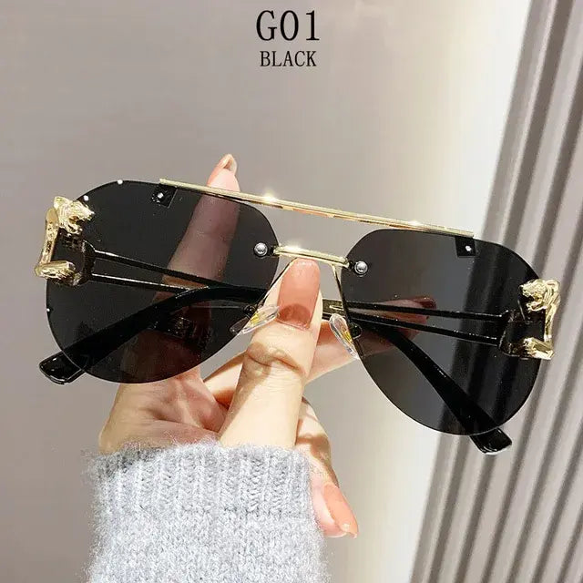 Women Trendy Luxury Fashion Rimless Designer Sunglasses