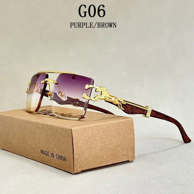 Men Square Luxury Vintage Designer Sunglasses