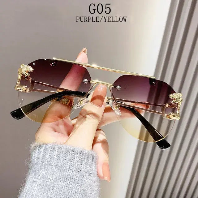 Women Trendy Luxury Fashion Rimless Designer Sunglasses