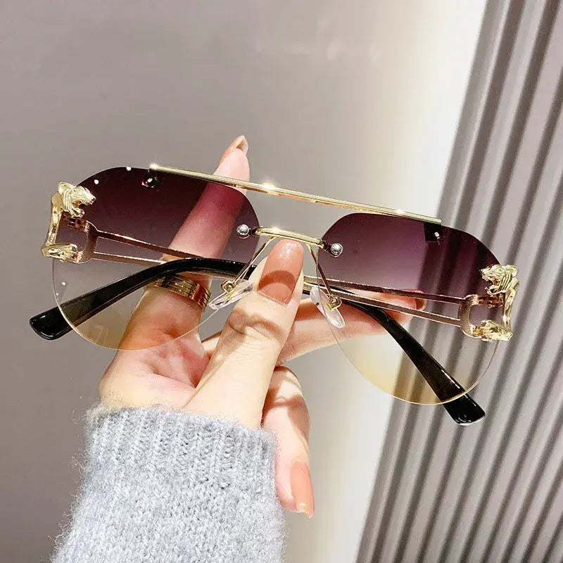 Women Trendy Luxury Fashion Rimless Designer Sunglasses