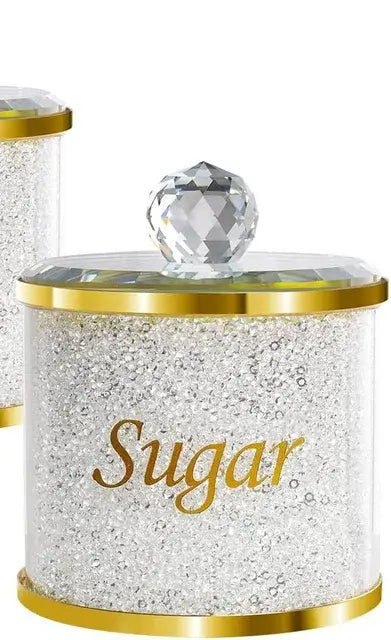 Crushed Diamonds Sparkle Glass Canister Storage Jar Set