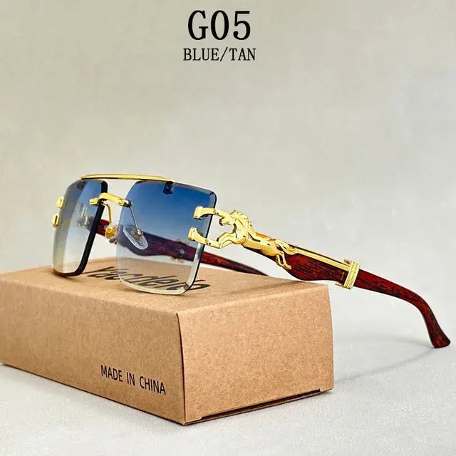 Men Square Luxury Vintage Designer Sunglasses