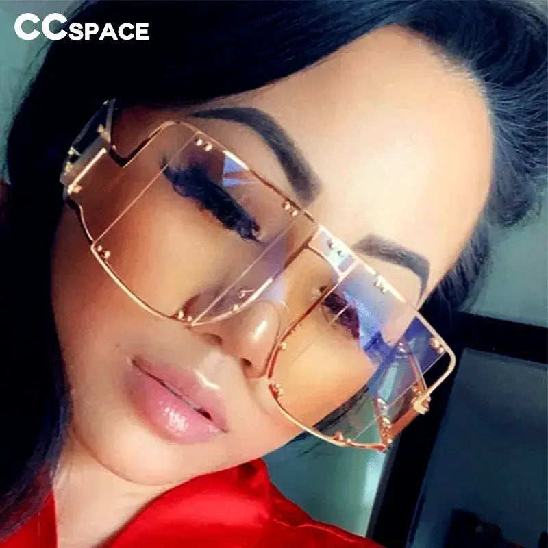 Women Oversized Mirror Square Sunglasses