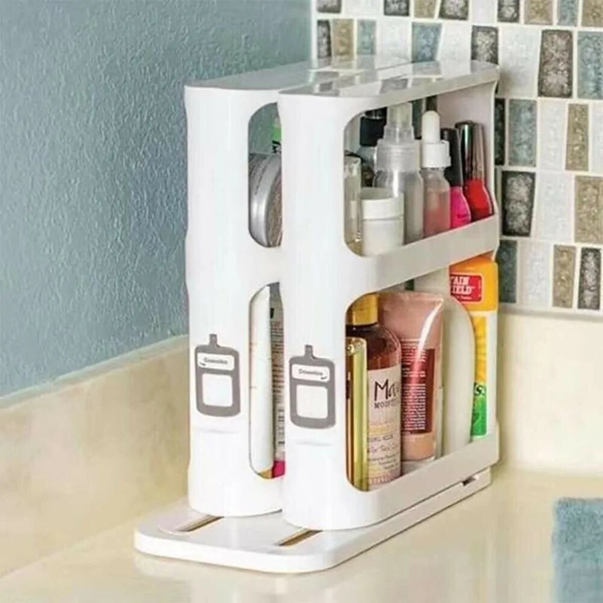 Double Layer Rotating Kitchen Spice Organizer Rack