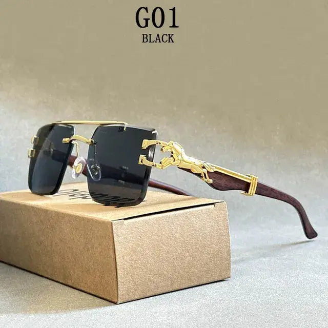 Men Square Luxury Vintage Designer Sunglasses