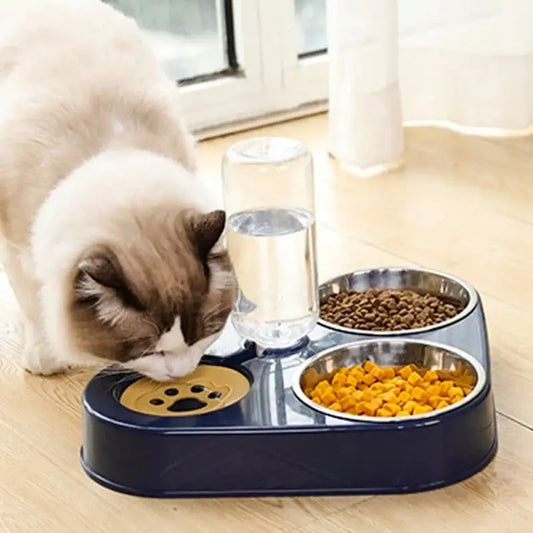 Pet Food Bowl 3-in-1 with Automatic Drinking Feeder