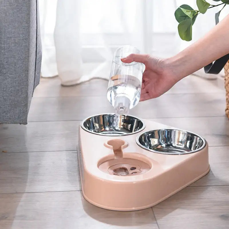 Pet Food Bowl 3-in-1 with Automatic Drinking Feeder