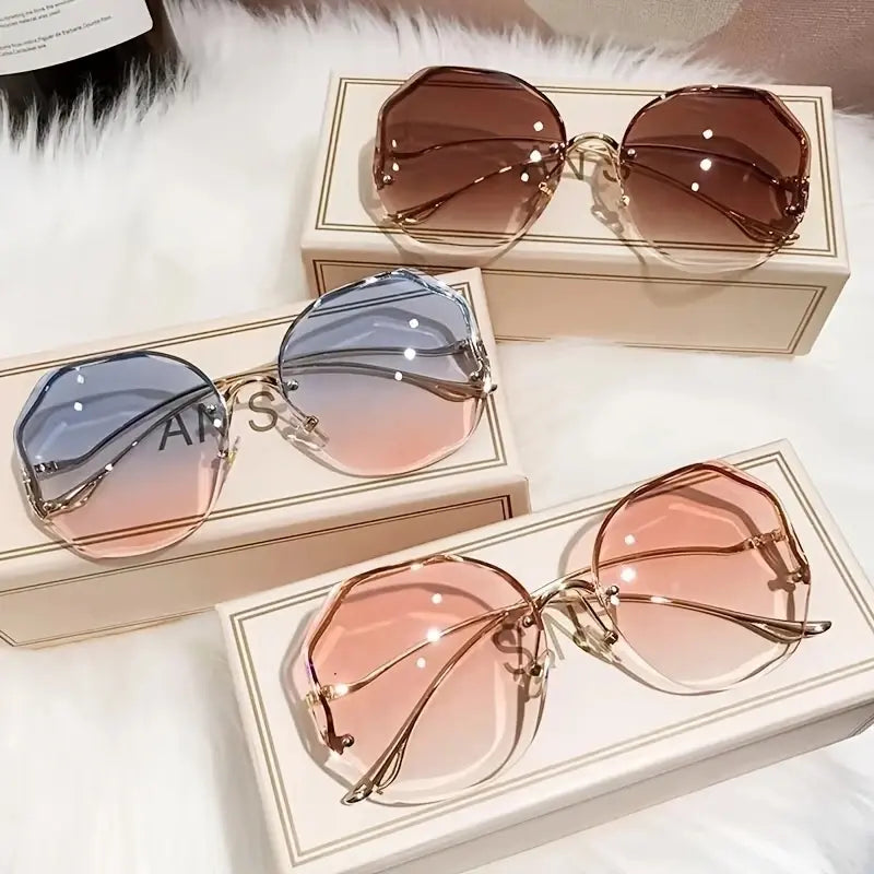 Women's Rimless Sunglasses Polygon Fashion Popular Women Men Shades