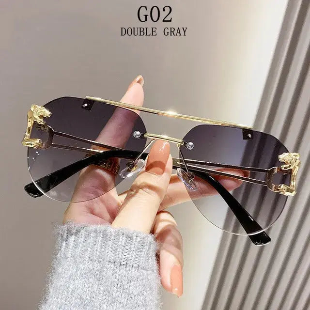 Women Trendy Luxury Fashion Rimless Designer Sunglasses