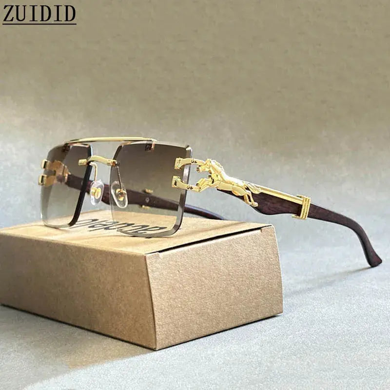 Men Square Luxury Vintage Designer Sunglasses