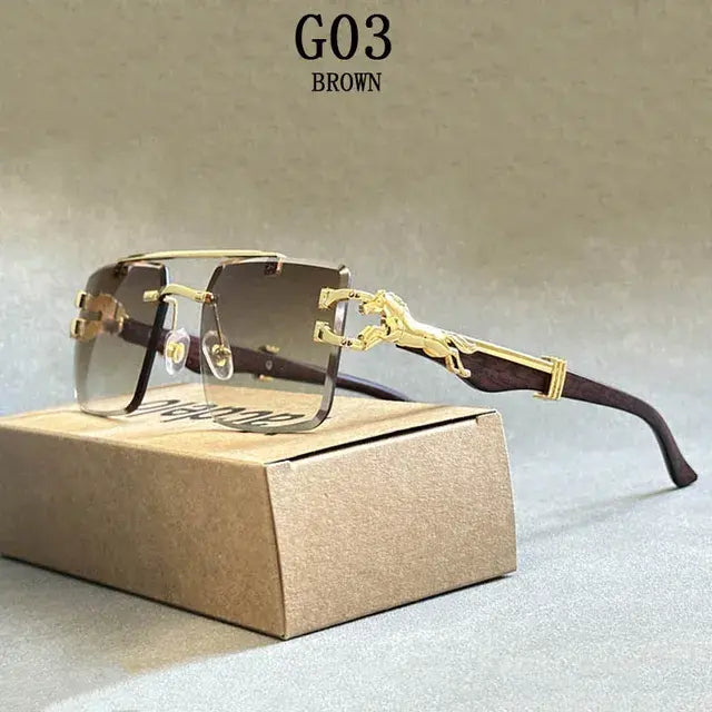 Men Square Luxury Vintage Designer Sunglasses