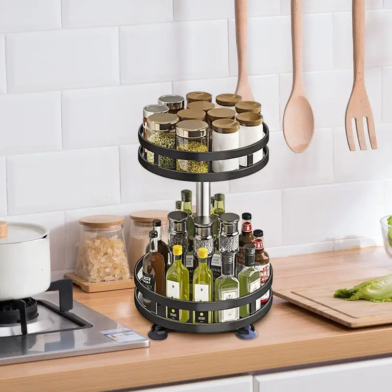 Rotating Spice Rack Organizer Tray