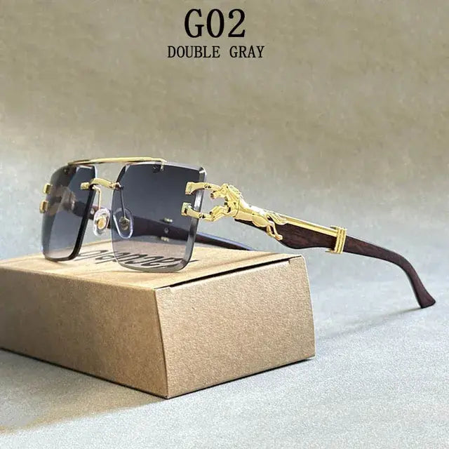 Men Square Luxury Vintage Designer Sunglasses