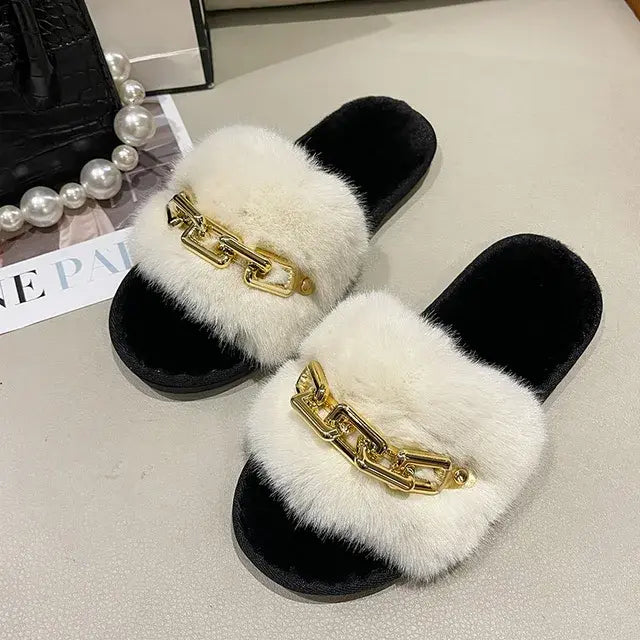 Casual Faux Fluffy Slippers