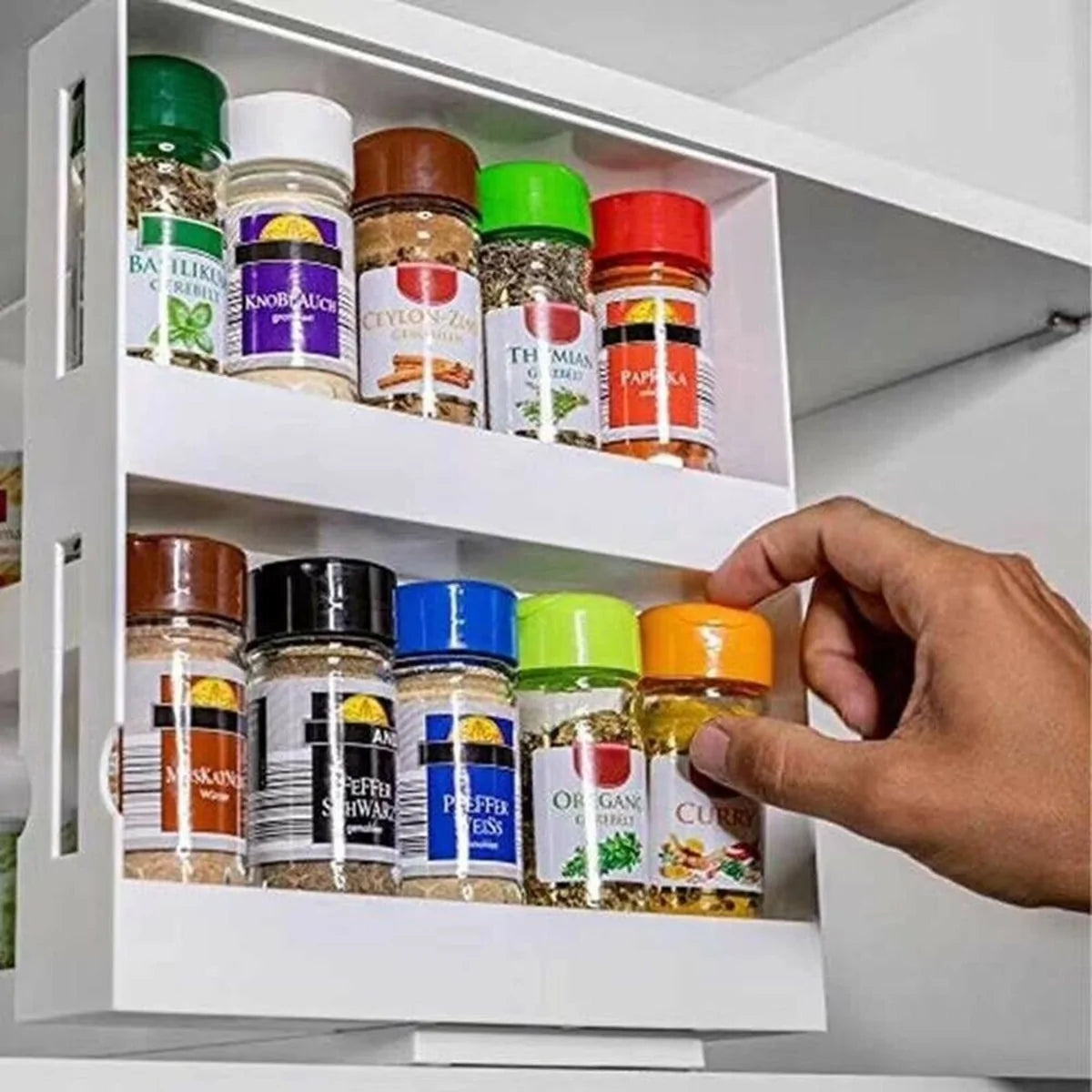 Double Layer Rotating Kitchen Spice Organizer Rack