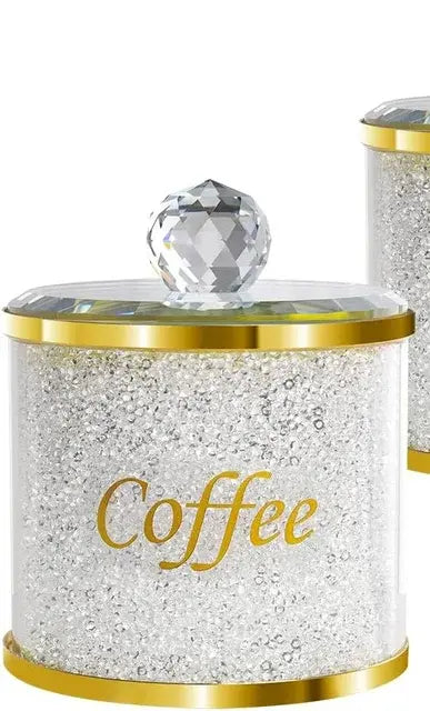 Crushed Diamonds Sparkle Glass Canister Storage Jar Set