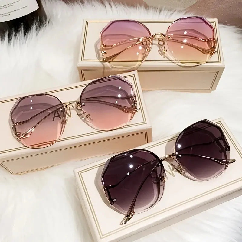 Women's Rimless Sunglasses Polygon Fashion Popular Women Men Shades