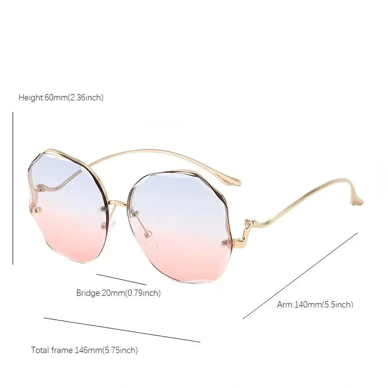 Women's Rimless Sunglasses Polygon Fashion Popular Women Men Shades