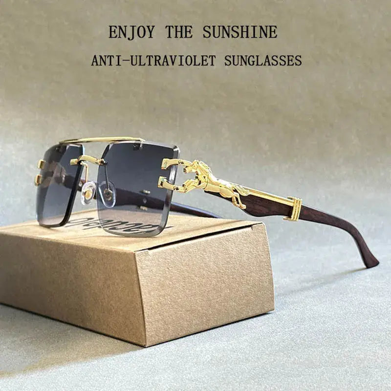 Men Square Luxury Vintage Designer Sunglasses