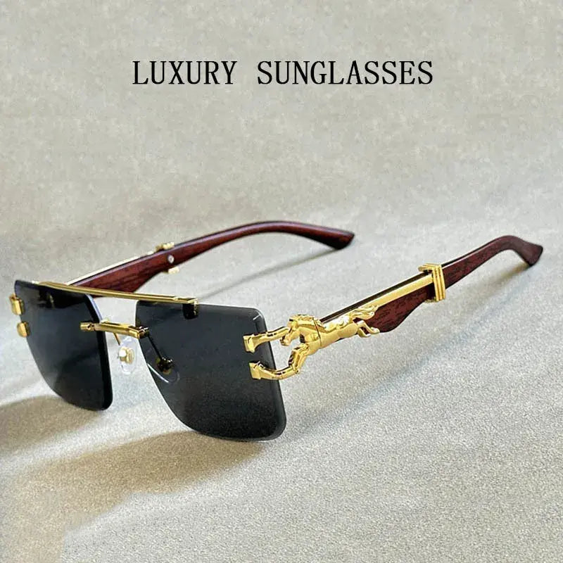 Men Square Luxury Vintage Designer Sunglasses