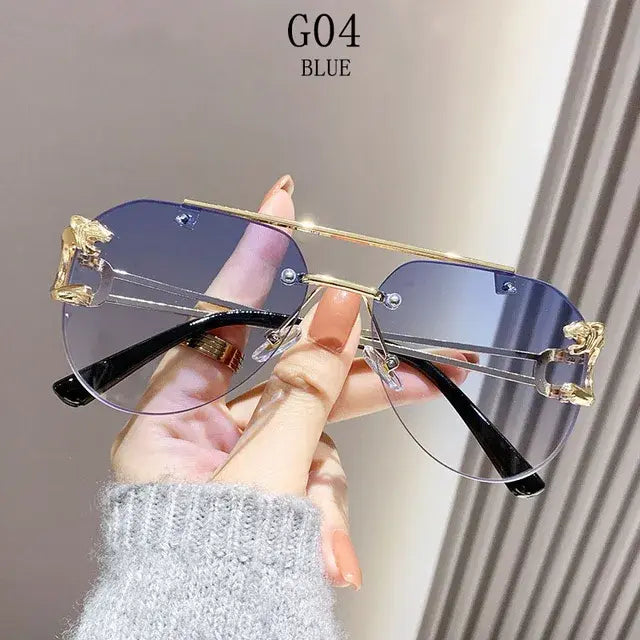 Women Trendy Luxury Fashion Rimless Designer Sunglasses